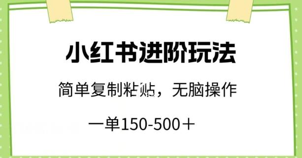 小红书进阶玩法，一单150-500+，简单复制粘贴，小白也能轻松上手【揭秘】-九洲网