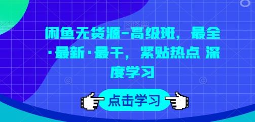 闲鱼无货源-高级班，最全·最新·最干，紧贴热点 深度学习-九洲网