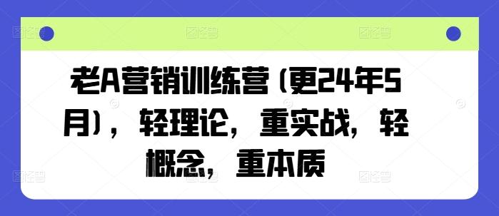 老A营销训练营(更24年6月)，轻理论，重实战，轻概念，重本质-九洲网