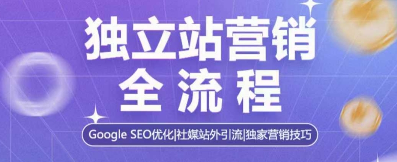 独立站营销全流程，Google SEO优化，社媒站外引流，独家营销技巧-九洲网