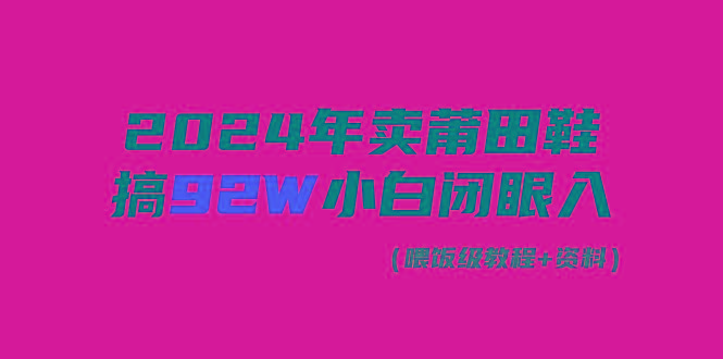 (9329期)2024年卖莆田鞋，搞了92W，小白闭眼操作！-九洲网