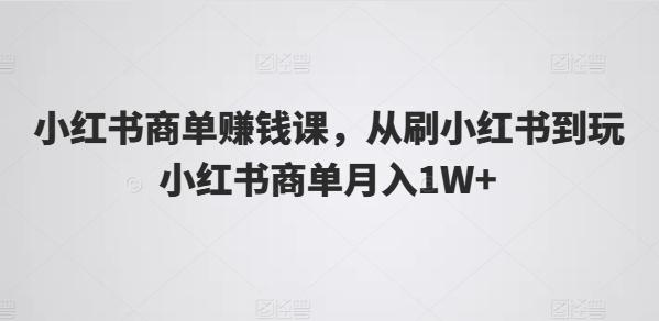 小红书商单赚钱课，从刷小红书到玩小红书商单月入1W+-九洲网