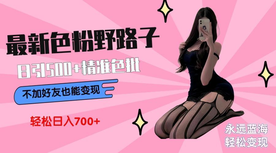 最新色粉变现野路子，日引500+老色批 可不加好友直接变现 小白轻松日入700+-九洲网