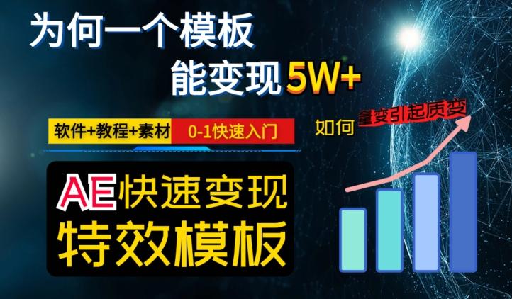 AE视频特效模板变现月入3-5W，0-1快速入门，软件+教程+素材-九洲网