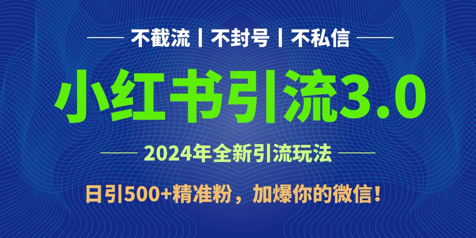 2024年4月最新小红书引流3.0玩法，日引500+精准粉，加爆你的微信！-九洲网