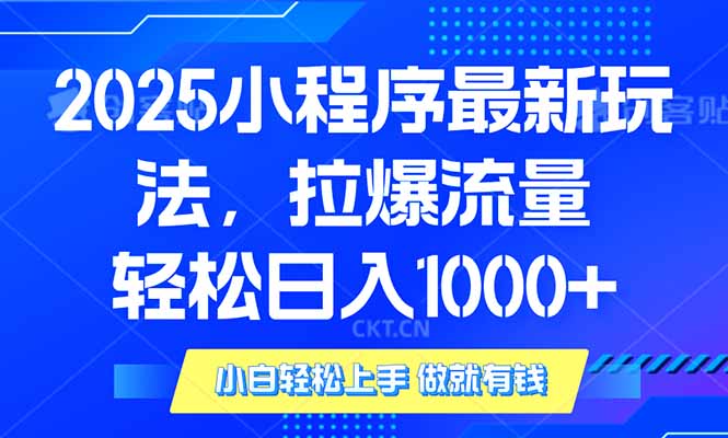 2025年小程序最新玩法，流量直接拉爆，单日稳定变现1000+-九洲网