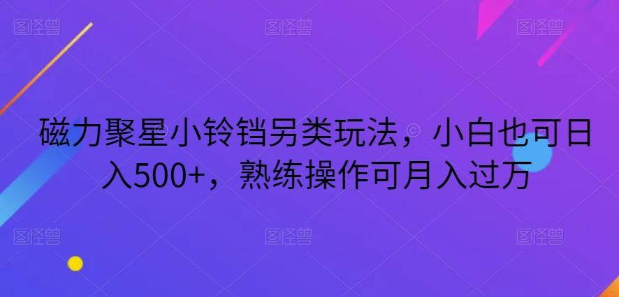 磁力聚星小铃铛另类玩法，小白也可日入500+，熟练操作可月入过万-九洲网
