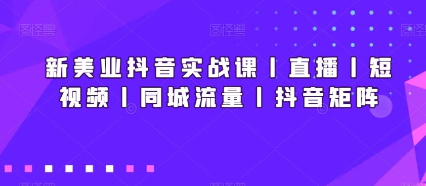 新美业抖音实战课丨直播丨短视频丨同城流量丨抖音矩阵-九洲网