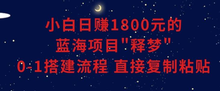 小白能日赚1800元的蓝海项目”释梦”0-1搭建流程可直接复制粘贴长期做【揭秘】-九洲网