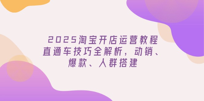 2025淘宝开店运营教程更新，直通车技巧全解析，动销、爆款、人群搭建-九洲网