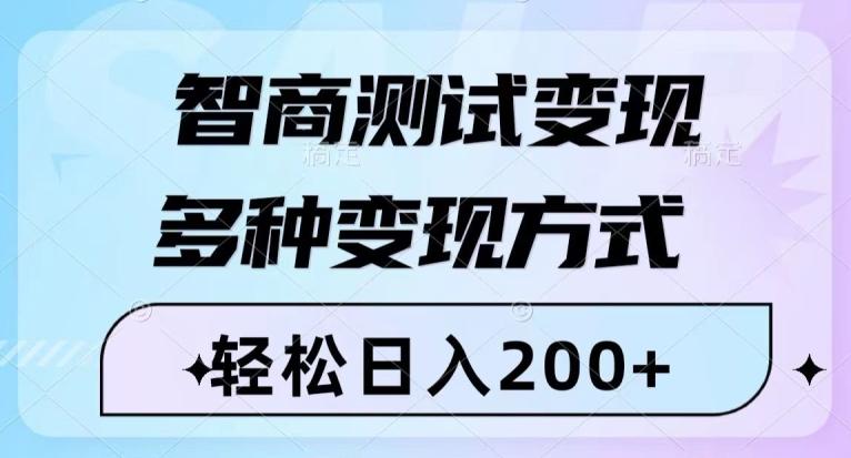 智商测试变现，轻松日入200+，几分钟一个视频，多种变现方式-九洲网
