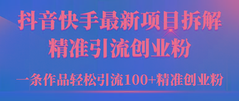 (9447期)2024年抖音快手最新项目拆解视频引流创业粉，一天轻松引流精准创业粉100+-九洲网