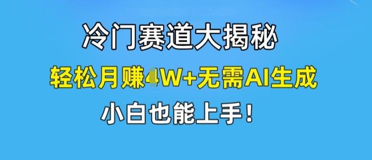 冷门赛道大揭秘，轻松月赚1W+无需AI生成，小白也能上手【揭秘】-九洲网