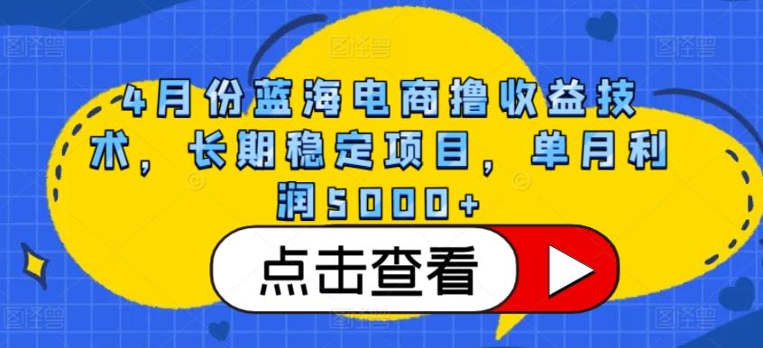 4月份蓝海电商撸收益技术，长期稳定项目，单月利润5000+【揭秘】-九洲网
