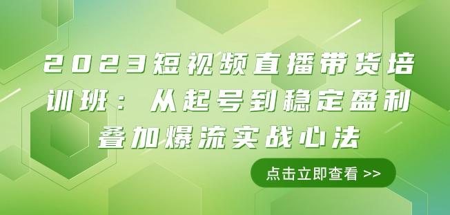 2023短视频直播带货培训班：从起号到稳定盈利叠加爆流实战心法（11节课）-九洲网