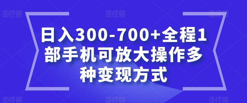 日入300-700+全程1部手机可放大操作多种变现方式【揭秘】-九洲网