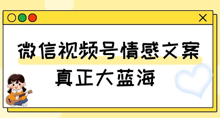 视频号情感文案，真正大蓝海，简单操作，新手小白轻松上手（教程+素材）【揭秘】-九洲网