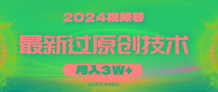 2024视频号最新过原创技术，当天起号，收益稳定，月入3W+-九洲网