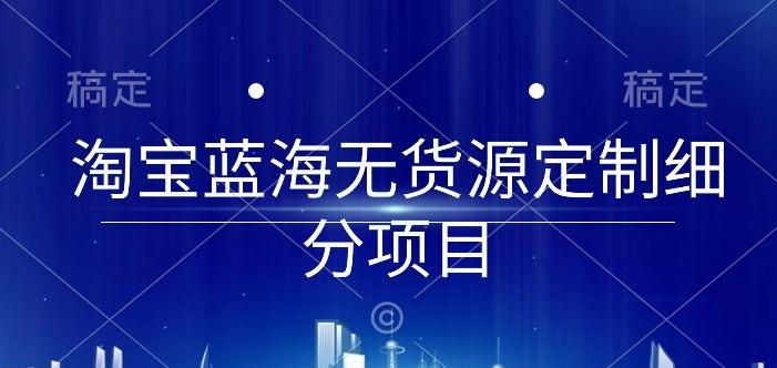 淘宝蓝海无货源定制细分项目，从0到起店实操全流程【揭秘】-九洲网
