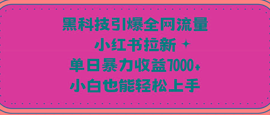 (9679期)黑科技引爆全网流量小红书拉新，单日暴力收益7000+，小白也能轻松上手-九洲网