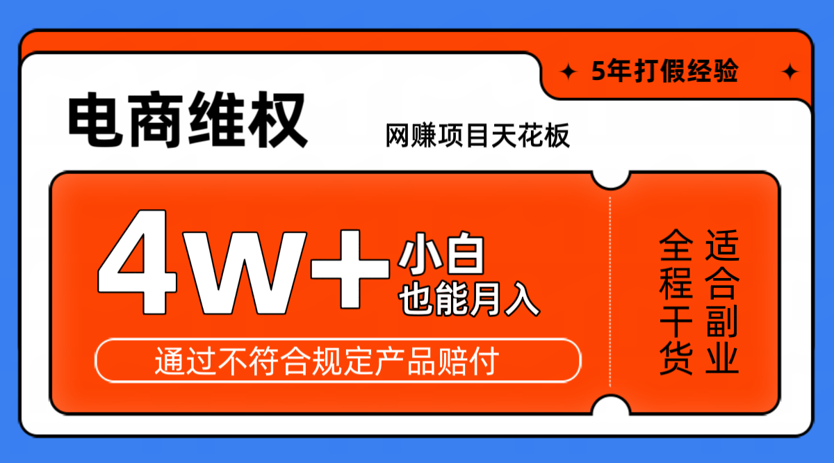 网赚项目天花板电商购物维权月收入稳定4w+独家玩法小白也能上手-九洲网