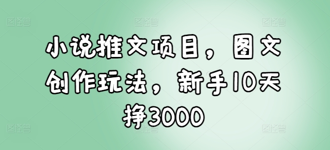 小说推文项目，图文创作玩法，新手10天挣3000-九洲网