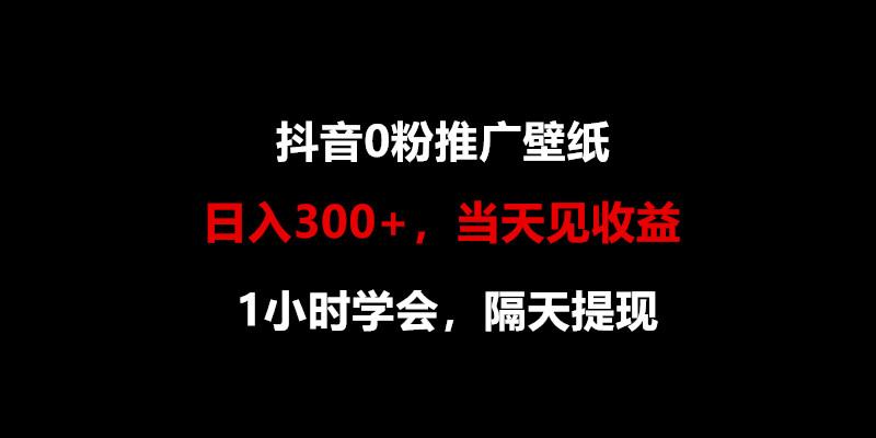 日入300+，抖音0粉推广壁纸，1小时学会，当天见收益，隔天提现-九洲网