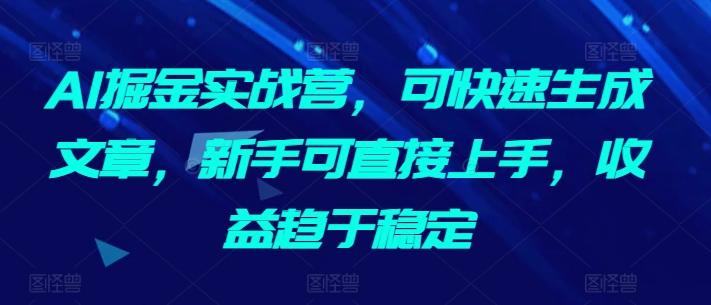 AI掘金实战营，可快速生成文章，新手可直接上手，收益趋于稳定-九洲网