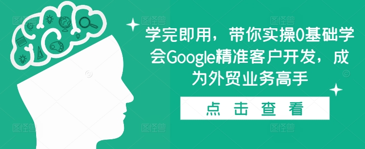 学完即用，带你实操0基础学会Google精准客户开发，成为外贸业务高手-九洲网