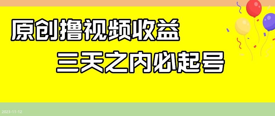 最新撸视频收益，三天之内必起号，一天保底100+【揭秘】-九洲网