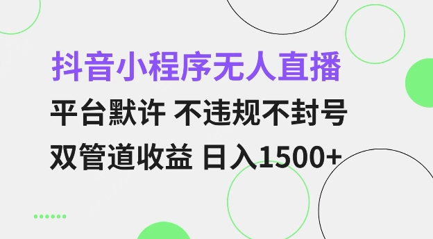 抖音小程序无人直播 平台默许 不违规不封号 双管道收益 日入多张 小白也能轻松操作【仅揭秘】-九洲网