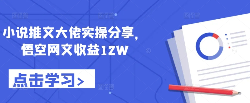 小说推文大佬实操分享，悟空网文收益12W-九洲网