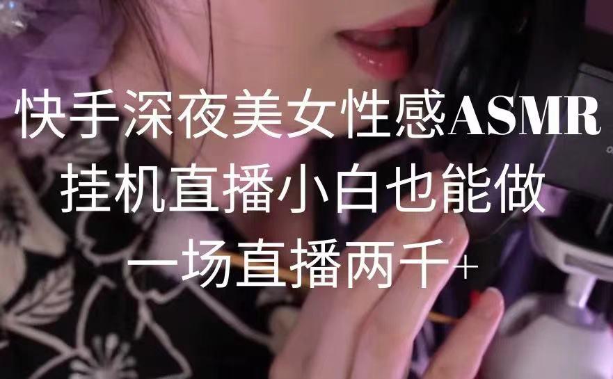 快手深夜美女性感ASMR挂机直播，小白也能做，一场直播两千+-九洲网