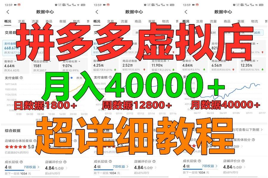 拼多多虚拟电商训练营月入40000+，全网最详细，你做你也行，暴利稳定长久-九洲网