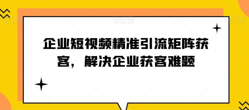 企业短视频精准引流矩阵获客，解决企业获客难题-九洲网
