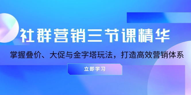 社群营销三节课精华：掌握叠价、大促与金字塔玩法，打造高效营销体系-九洲网