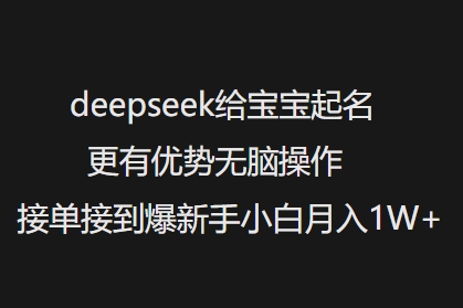 deepseek给宝宝起名更有优势无脑操作接单接到爆新手小白月入1W+-九洲网