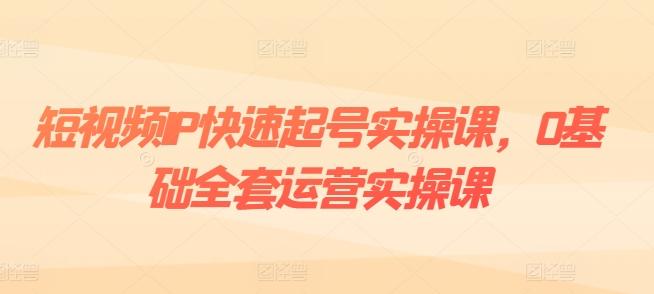 短视频IP快速起号实操课，0基础全套运营实操课，爆款内容设计+粉丝运营+内容变现-九洲网