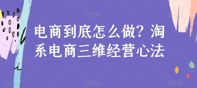 电商到底怎么做？淘系电商三维经营心法-九洲网