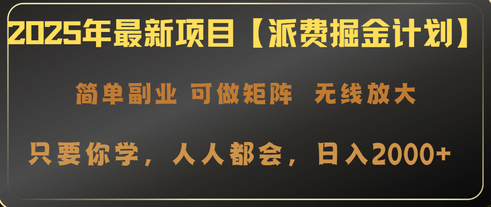 2025年最新项目【派费掘金计划】操作简单，日入2000+-九洲网