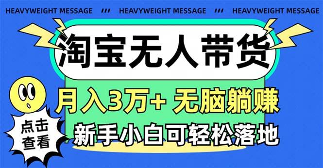 淘宝无人带货3.0高收益玩法，月入3万+，无脑躺赚，新手小白可落地实操-九洲网