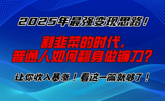 2025年最强变现思路，割韭菜的时代， 普通人如何翻身做镰刀？【揭秘】-九洲网