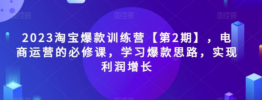 2023淘宝爆款训练营【第2期】，电商运营的必修课，学习爆款思路，实现利润增长-九洲网