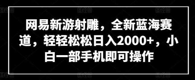 网易新游射雕，全新蓝海赛道，轻轻松松日入2000+，小白一部手机即可操作【揭秘】-九洲网