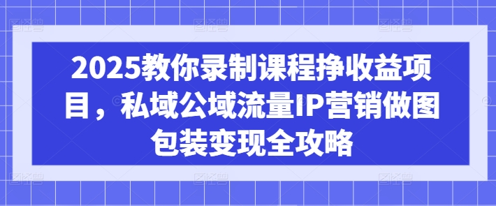 2025教你录制课程挣收益项目，私域公域流量IP营销做图包装变现全攻略-九洲网