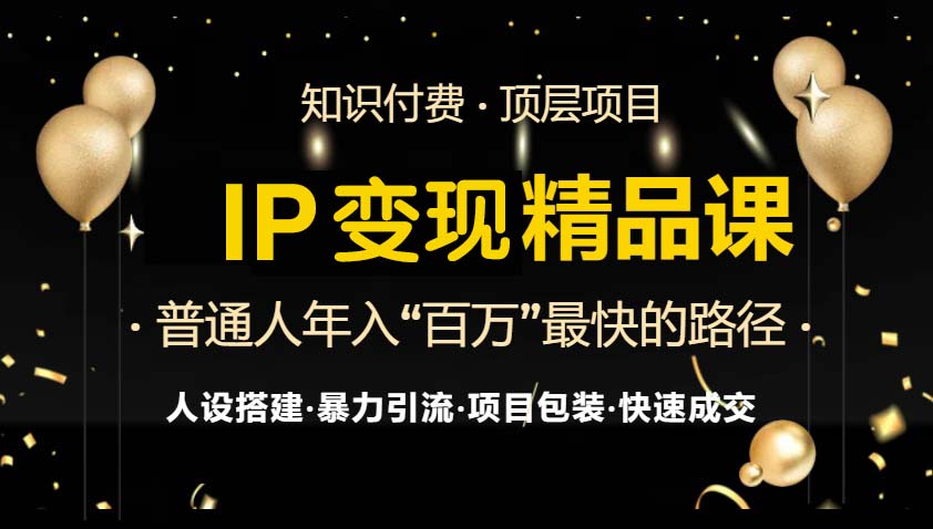 IP变现最新精品课程，知识付费全流程+最强引流术+小白避坑指南-九洲网