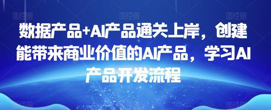 数据产品+AI产品通关上岸，创建能带来商业价值的AI产品，学习AI产品开发流程-九洲网