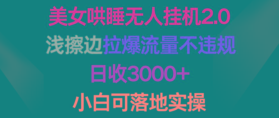 (9905期)美女哄睡无人挂机2.0，浅擦边拉爆流量不违规，日收3000+，小白可落地实操-九洲网