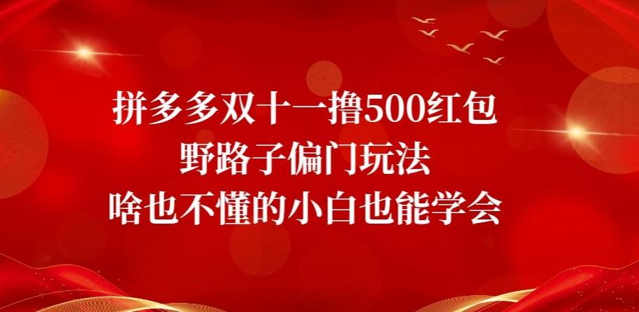 拼多多双十一撸500红包野路子偏门玩法，啥也不懂的小白也能学会【揭秘】-九洲网