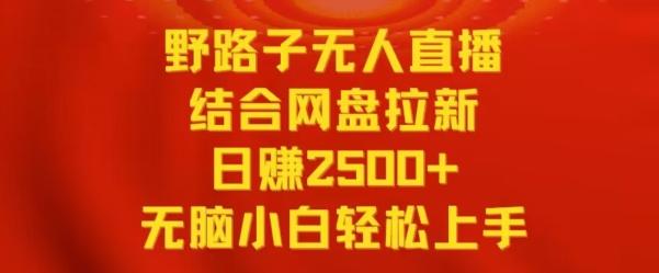 野路子无人直播结合网盘拉新，日赚2500+，小白无脑轻松上手【揭秘】-九洲网